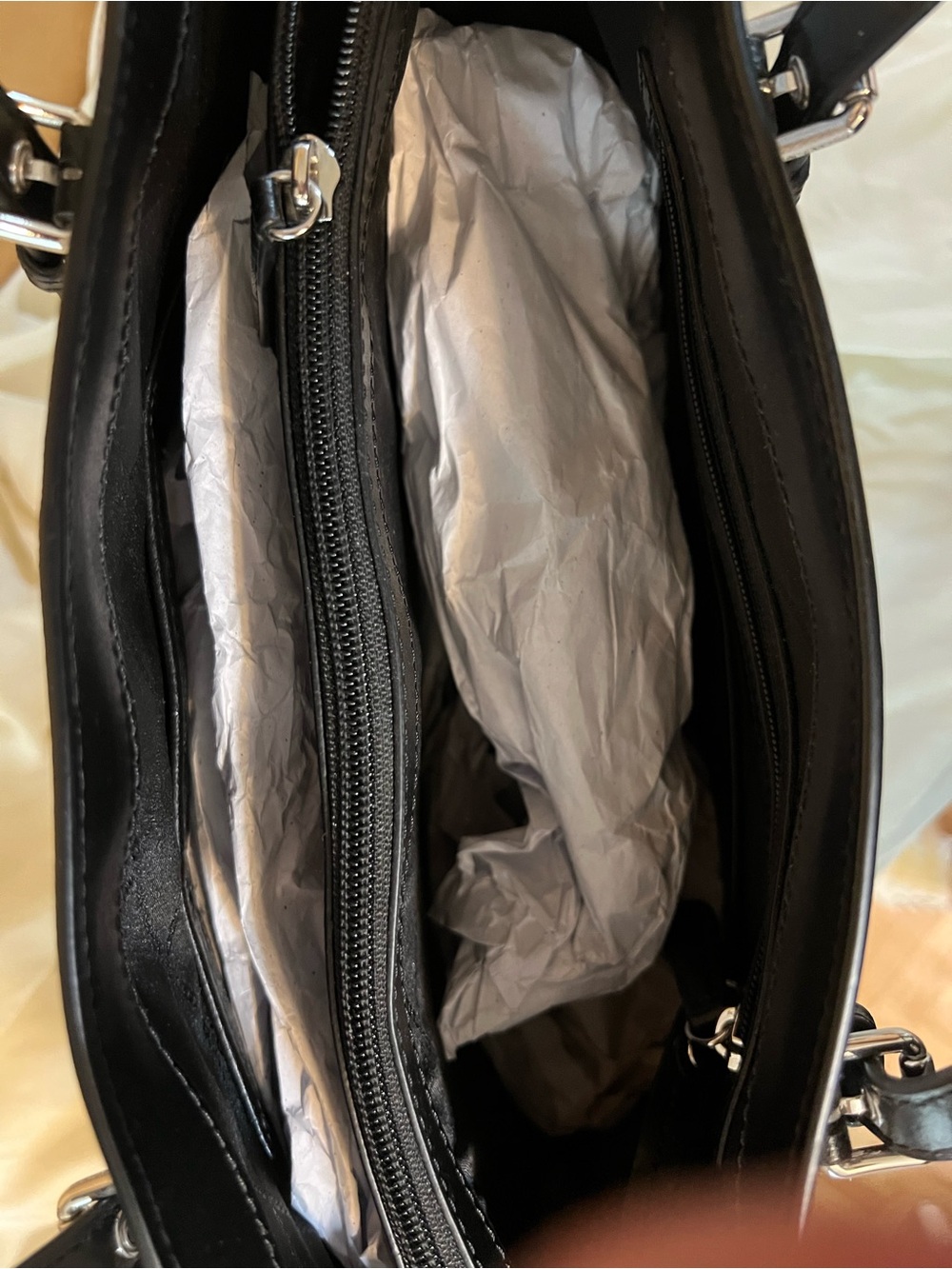 Michael Kors Black, White & Gray MK Logo Tote - Picture 4 of 4